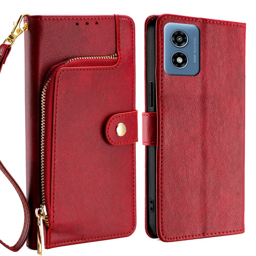 Moto G 5G 2024 Zipper Bag Leather Phone Case - Red